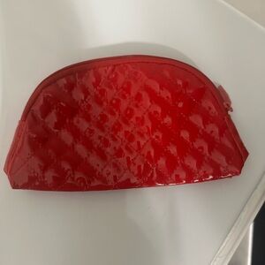 Glossy Red Quilted Cosmetic Case